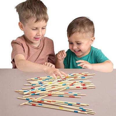 Yousheng Wooden Pick-Up Sticks Game with Box Kids Adults Interactive Classic Board Game Brain Teaser Educational Long Bamboo Stick Picking Desk Toy
