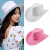 Breathable Cowboy Hats Studs Adjustable Ribbon Band White Pink Color Western Theme Party Outdoor