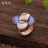 Luxury hot-selling enamel color petal alloy elastic ring, colored painting oil geometric petal women's small fresh ring