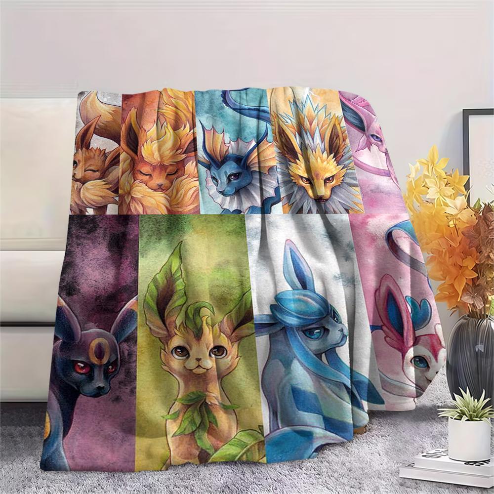 Coperta di Flanella con Fantasia Pokémon Eevee, Alta Qualità, Confortevole per Tutte le Stagioni, Decorazione per la Casa, Calore e Comfort, Perfetta per Regali.