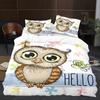 Owl Duvet Cover Set 3D Safari Wildlife Print Comforter Cover Bird Animal Personalized Nighthawk Queen Size Polyester Quilt Cover