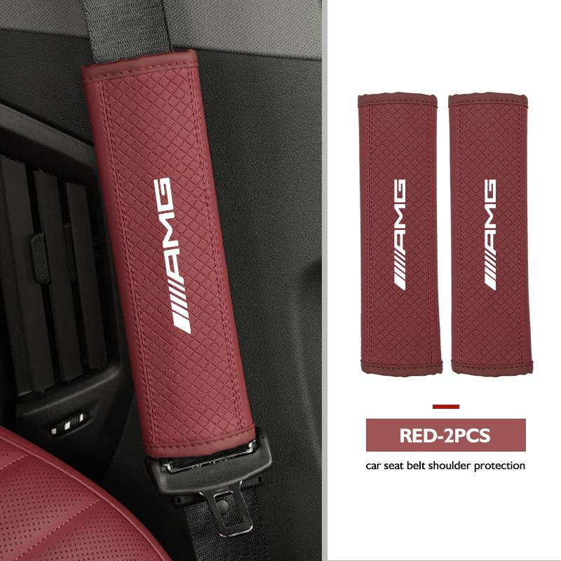 Car Safety Belt Shoulder Protector Pad Leather Seat Belt Cover Accessories For Mercedes Benz AMG A B C E S G Class A180 CLK CLA AU1 F552