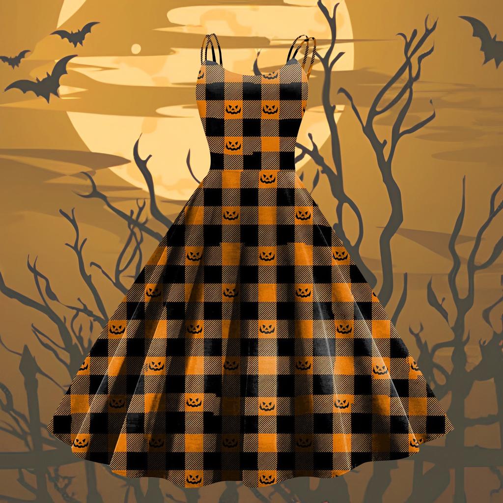 Naiste mood Halloweeni trükitud seksikas olkaimeta gooti kokteilikleit punki, vintage kleit.