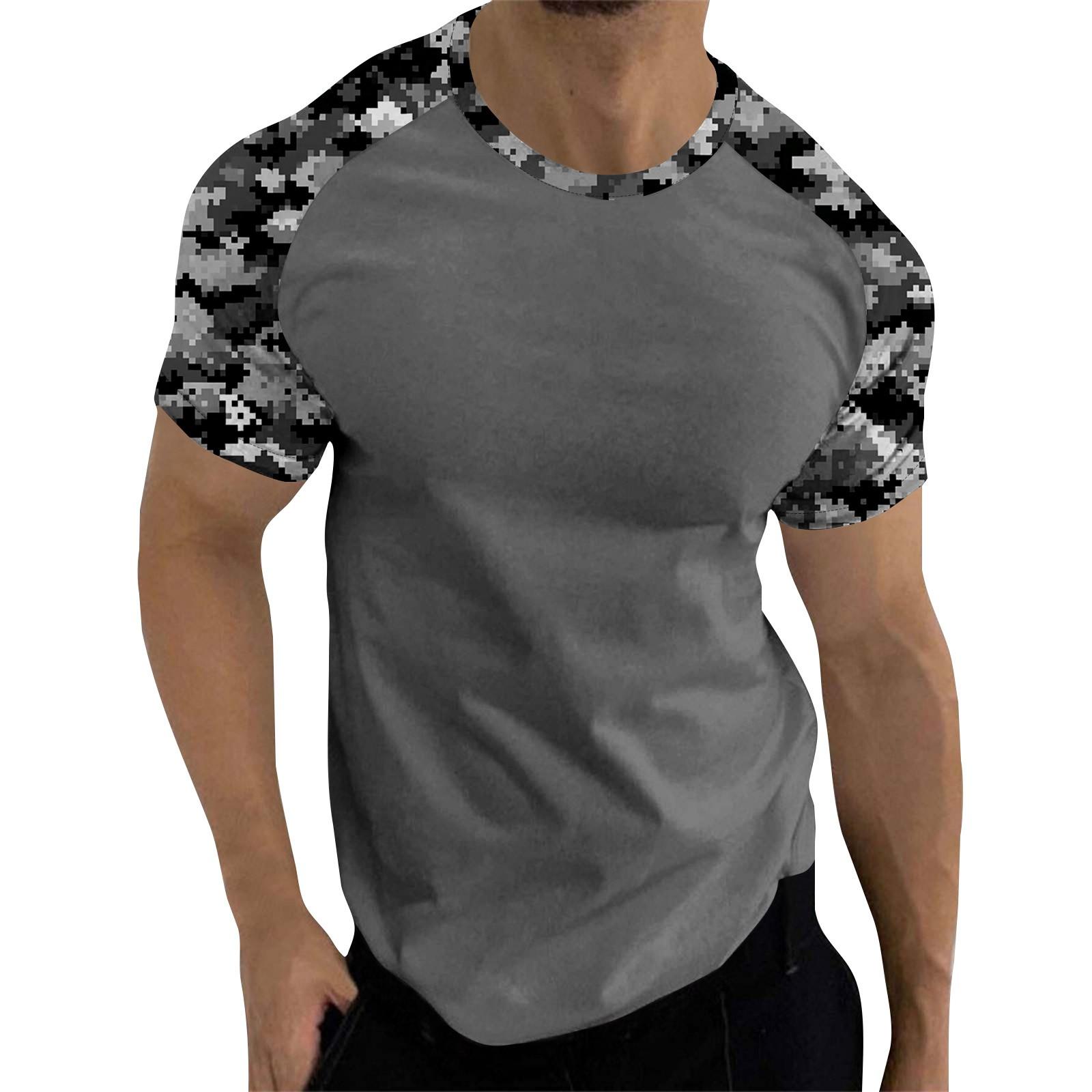 

Мужской топ с короткими рукавами реглан с принтом в стиле камуфляж L