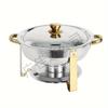 Gold Round Stainless Steel Folding Chafing Dish Set with Folding Frame