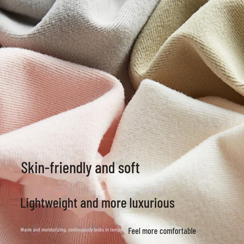 Women's Thermal Down Skincare Underwear Set - Autumn/Winter Round Neck Top & Bottom for Couples