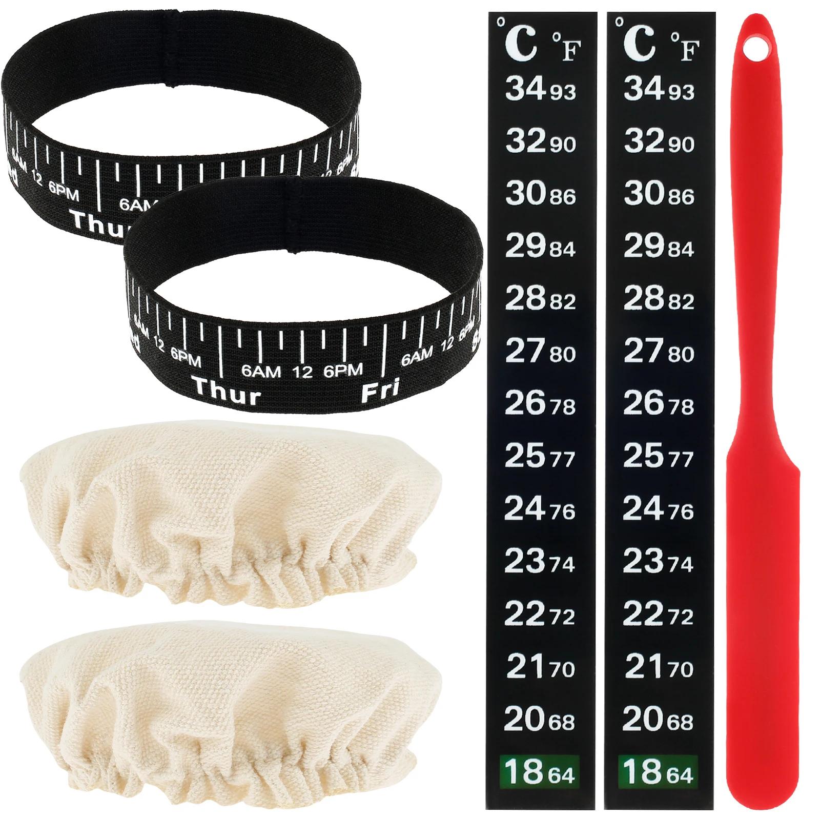 

Набор из 7 предметов для закваски на закваске с тканевой крышкой, силиконовой лопаткой, лентой для даты и температурной бумагой, банка для закваски на закваске