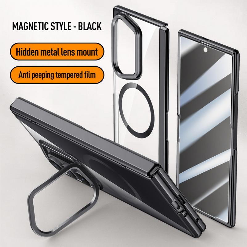 Custodia Protettiva Trasparente con Anello Magnetico per Schermo per Samsung Galaxy Z Fold 8 Fold8 Ultra Fold7 Copertura con Cerniera a Molla