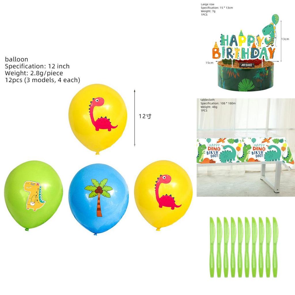 Suministros de Fiesta de Cumpleaños de Dinosaurios de Dibujos Animados Coloridos Vajilla Platos Vasos Set de Pancarta