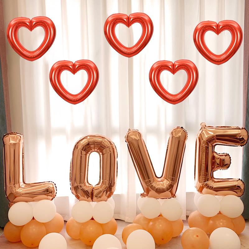 Red Love Heart Shape Foil Balloons Valentines Wedding Party Decorations Birthday Party Decor Photo Props Baby Shower Supplies