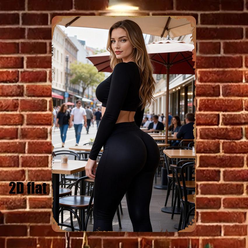 

d pc Streetwear Anime Girl Metal Sign x Inch Black White Art Poster for Living Room Game Room Wall Decor 20x30cm（7.8x11.8inch）