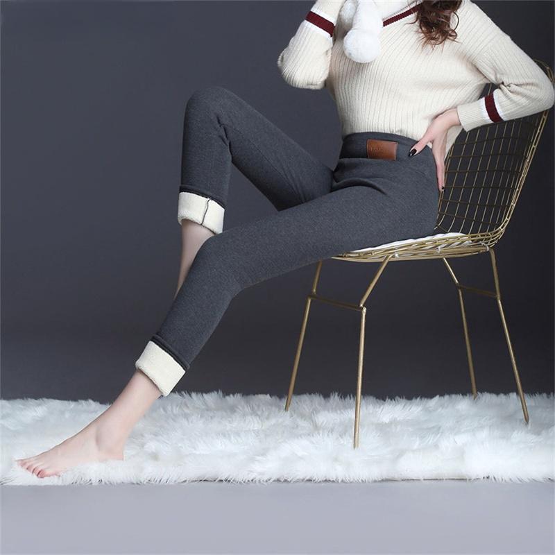 Winter Damen High Waist Leggings Damen Einfarbig Legging Bequem Superdick Warmhalten Dehnbar Leggings Samt Warme Hose