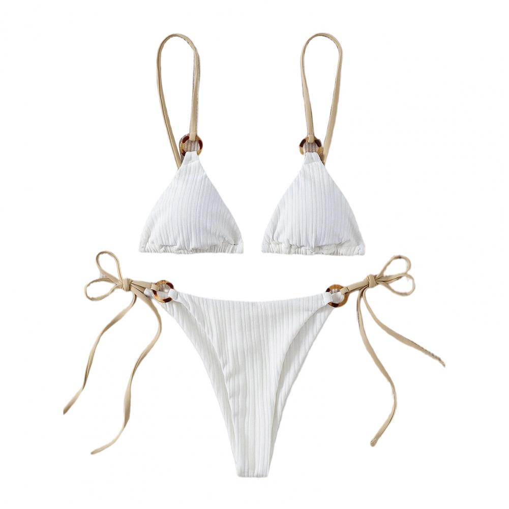 Vyztužené tříbodové dámské bikiny, jednobarevné, obruč na špagety, dámské plavky, dvoudílné plavky, bezdrátové plavky