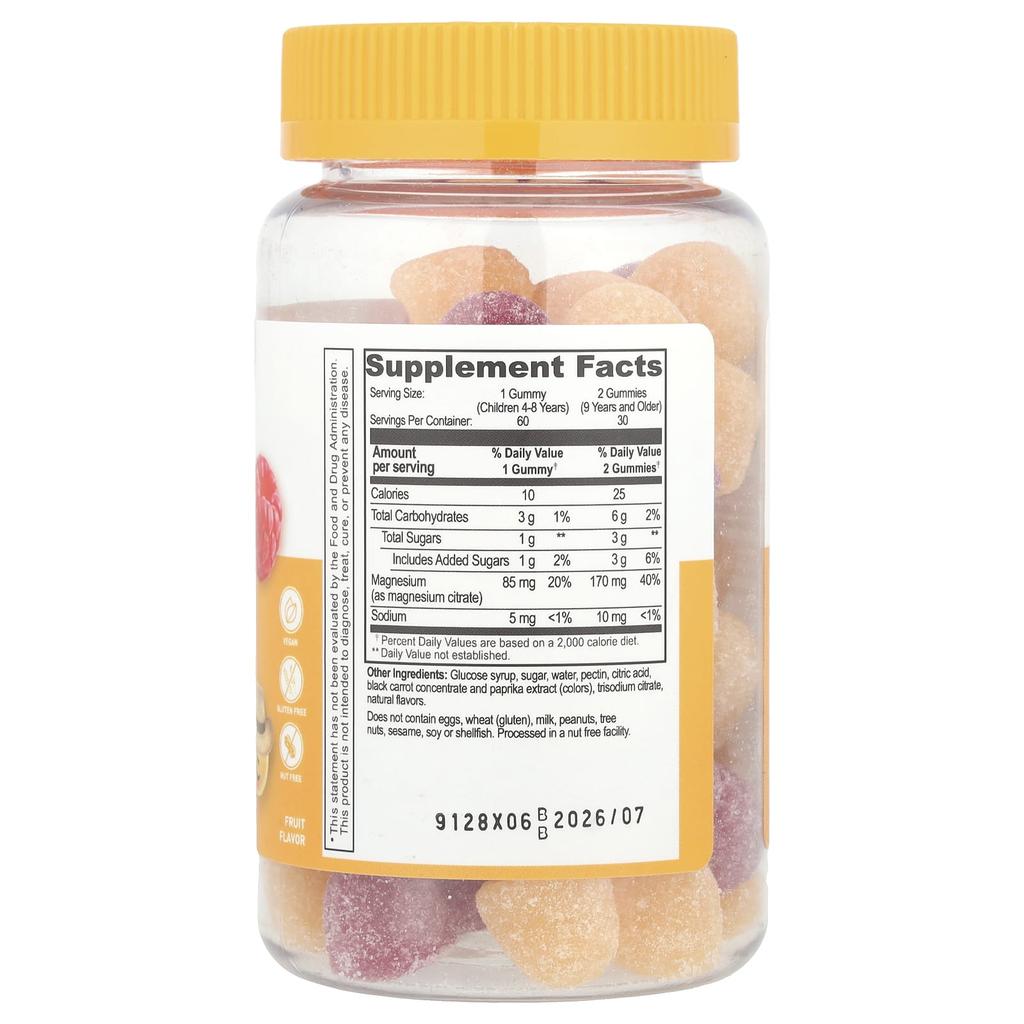 Magnesium Citrate Gummies for Children, Natural Fruit, 85Mg, 60 Gummies