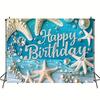 2D Tropical Ocean Starfish Birthday Backdrop Underwater Beach Party Banner