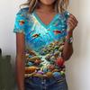 T-shirt da Donna Estiva con Stampa 3D Scollo a V Moda Versatile Traspirante Tendenza Casual