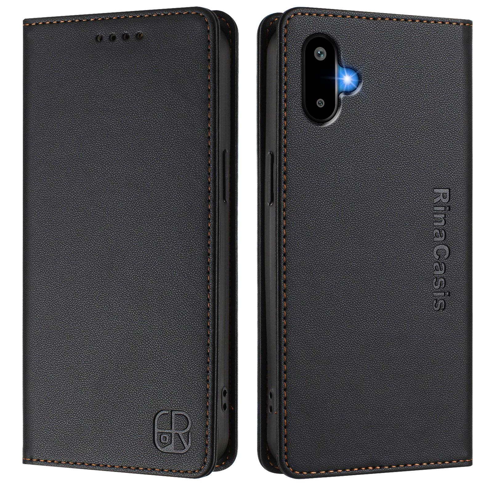 

For Samsung Galaxy M06 5G/Galaxy F06 5G Leather Case RINACASIS RC01 Phone Cover with RFID Blocking Wallet Stand Black