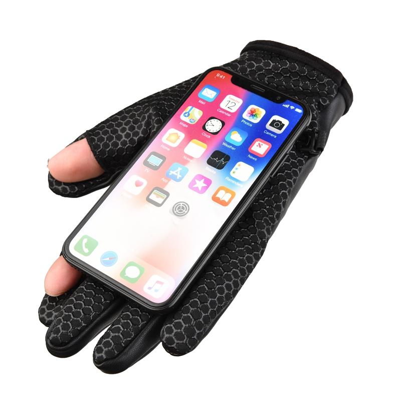 Men's insulated anti-slip phone gloves, black