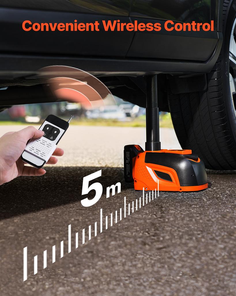 SucceBuy Electric Car Jack, 5T Adjustable Electric Scissor Jack Tire Changer with LED Light & Remote Controlfor Sedan SUV Truck