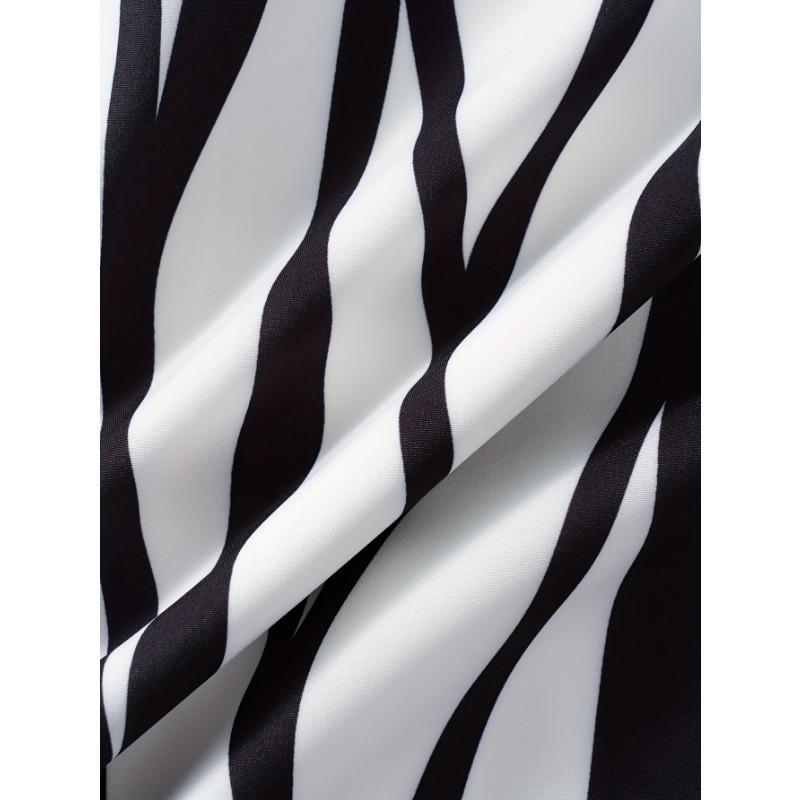 Damska Spódnica w Paski Zebra Casualowa z Wysokim Stanem Linia A Midi Spódnica Styl Wakacyjny Czarno-Biały Zwierzęcy Wzór Spódnica Imprezowa Letnia