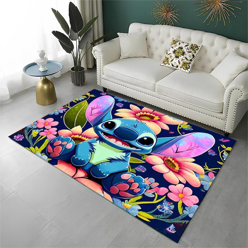 Cute S-Stitch Cartoon Non-Slip Area Rug for Living Room,Bedroom,Playroom,Soft Carpet Floor Mat Home Decor Rug Kids Room Gift