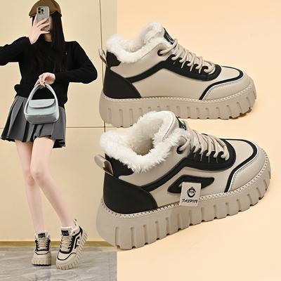 Designer Winter New High Top Casual Shoes for Women Luxury Brand Non-slip Waterproof Warm Snows Boots Female Board Shoe Sneakers