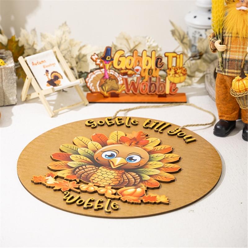 Harvest Themed Turkey Front Door Sign Seasonal Plywood Decoration for Entryway Stylish Thanksgiving Party Supplies
