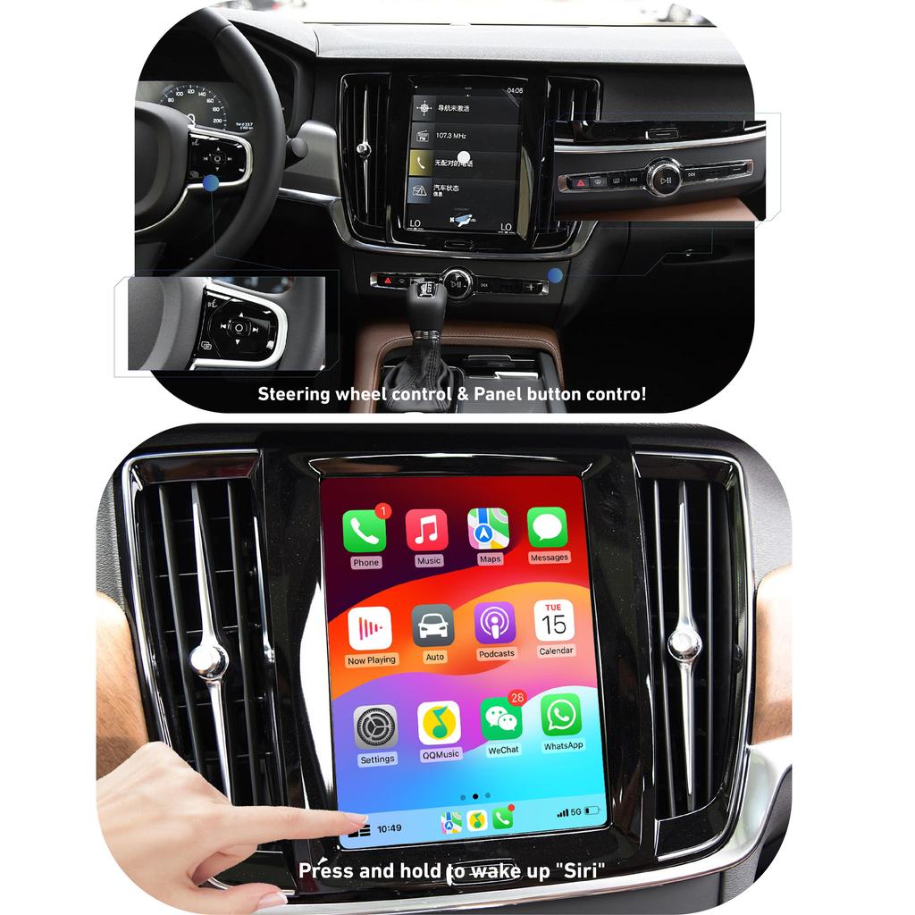 Sinairyu Wireless Carplay Compatible For Volvo XC90/XC60/XC40/S90/S60 Carplay Android Auto Hicar
