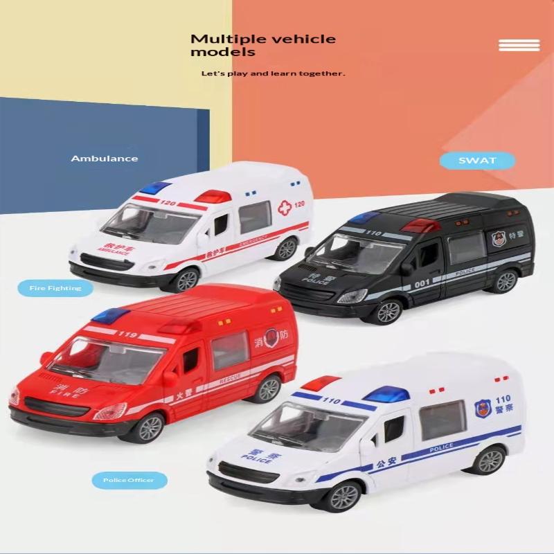Feuerwehr Rettungswagen Polizeiauto Modellset Öffnungsbare Türen ABS Material für Kinder Pädagogisches Spielzeug Geschenke