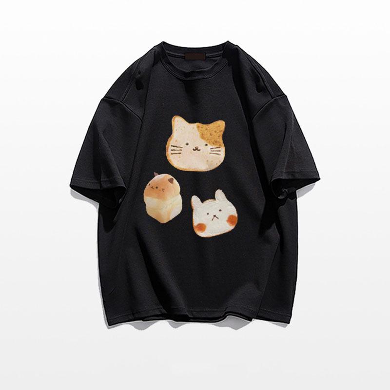 Damski letni T-shirt z czystej bawełny o luźnym kroju z prostymi ramionami - Unikalny i stylowy design