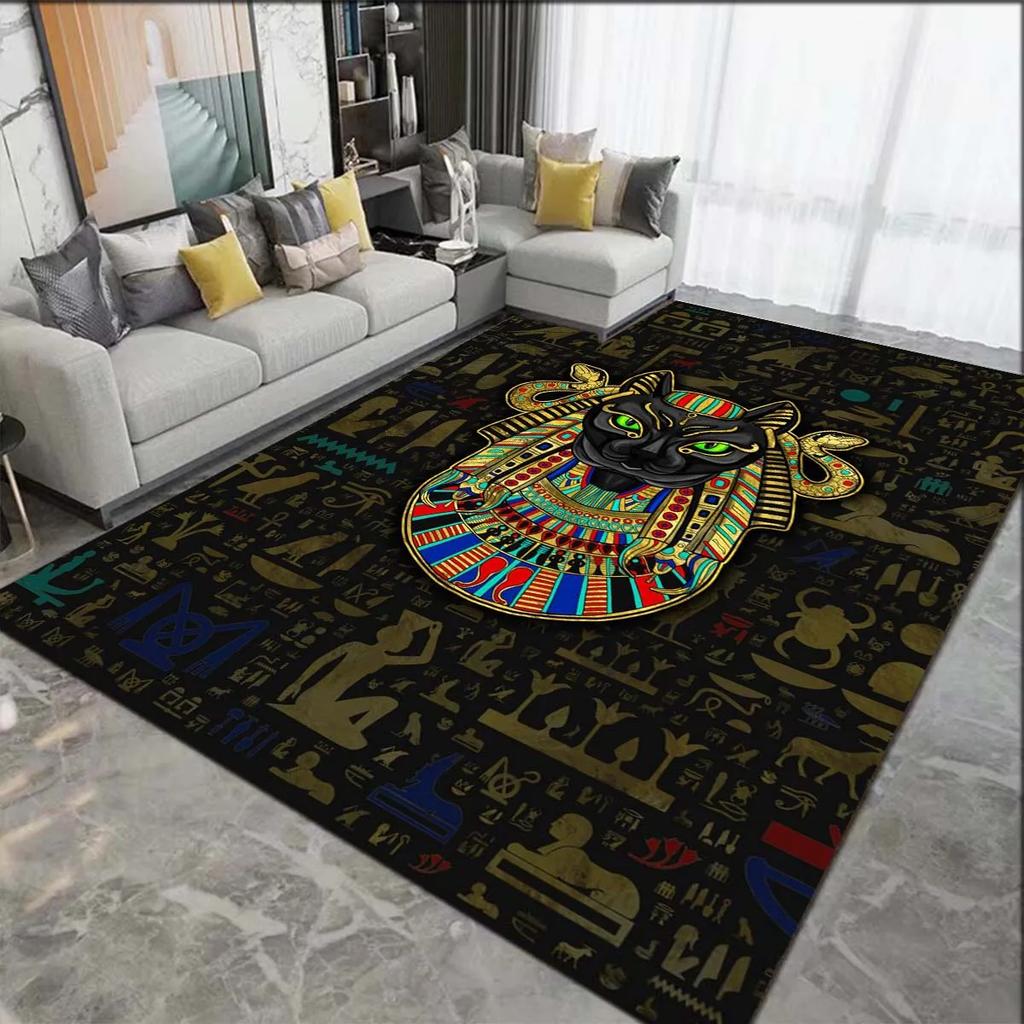 Altes Ägypten Teppich Gott Ägyptische Katze Anubis Teppiche für Wohnzimmer Schlafzimmer Teppich Rutschfeste Fußmatten Haushaltsbereich Matte Dekor