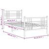 Metal Bed Frame with Headboard and Footboard White 90x190 cm