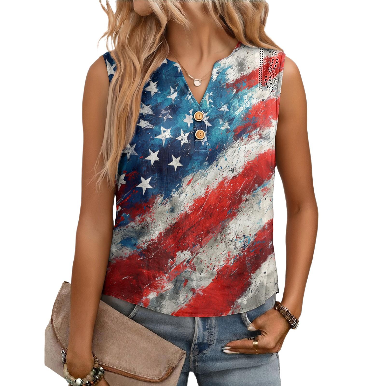 Women s Casual,  Loose-Fitting,  Printed,  Sleeveless Linen Blouse S