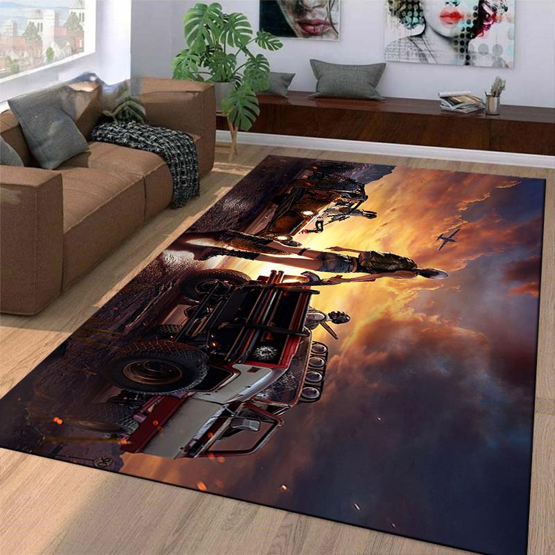 Adventure Lifestyle Rug with Sunset Cars Suitable for use as an anti-slip game mat for living room and bedroom sofas