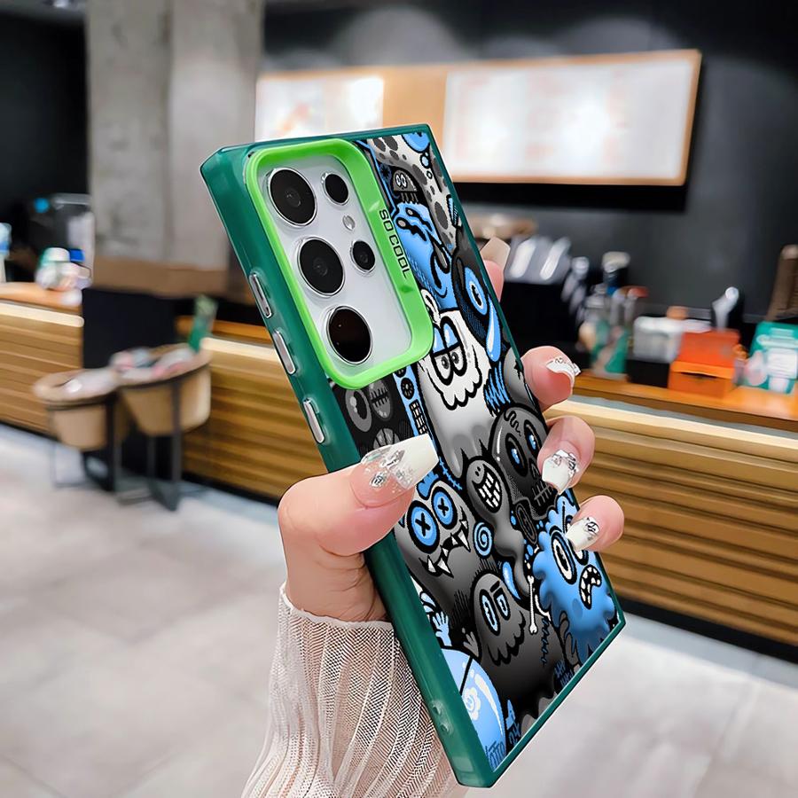 Case for Samsung Galaxy S26 S24 FE S21 S22 Ultra S25Edge S23 S20 FE Note 20 Ultra S25 Phone Cover Graffiti Black