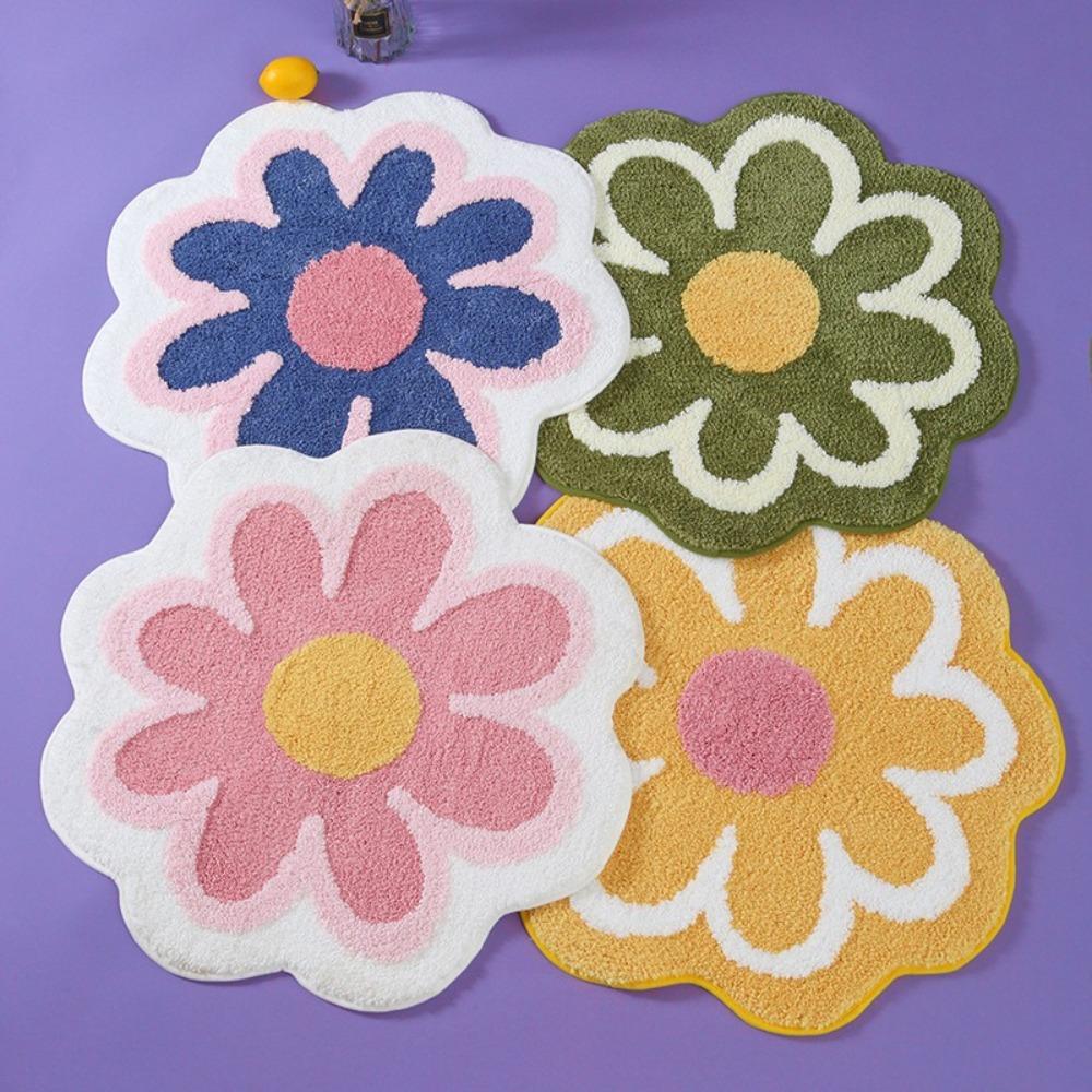 Daisy Bath Mat Rug Non Slip Absorbent Bath Mat Cute Imitation Cashmere Carpet  Home Decoration