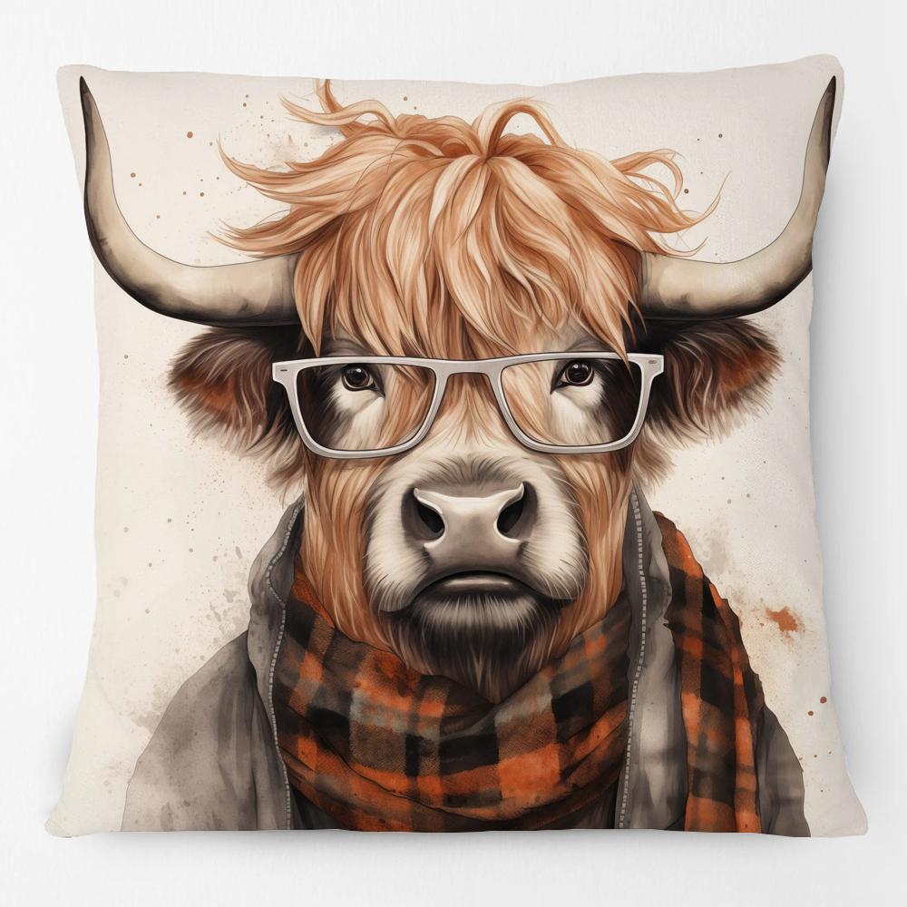 European Rabbit Badger Rooster Horse Animals Hipster with Glasses Painting Cushion Covers Decorative Pillowcase
