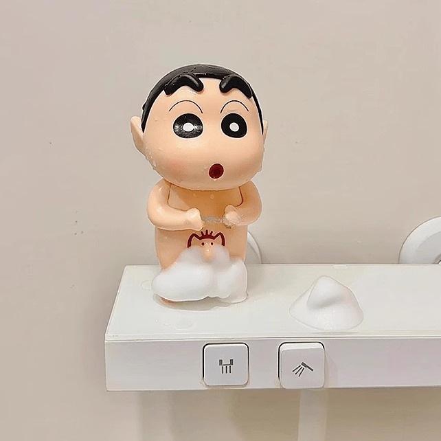 Crayon Shin-chan Shower Express Figurine: Creative Resin Bathroom and Entrance Decoration