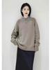 25 Elegancki sweter damski z czystej wełny na jesień-zimę, z okrągłym dekoltem, luźny, casualowy, z długim rękawem