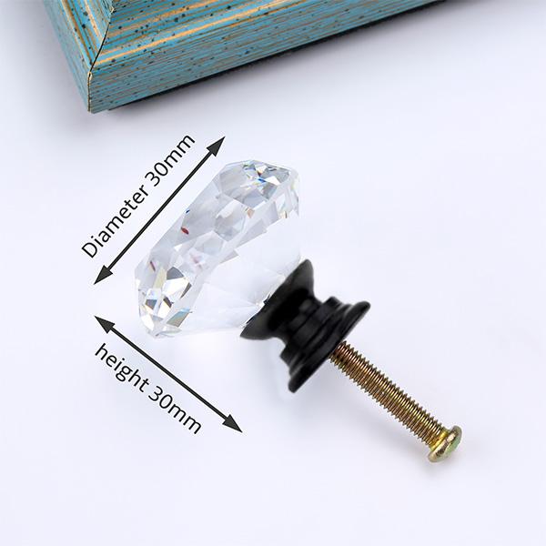 NAIERDI 20mm 30mm Diamond Crystal Glass Knobs Cupboard Pulls Drawer Knobs Kitchen Cabinet Handles Modern Style Furniture Pulls