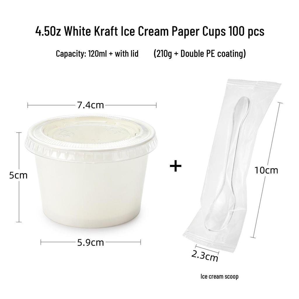 Bellflower Disposable Ice Cream and Yogurt Paper Cups, Portioning Small White Bowls