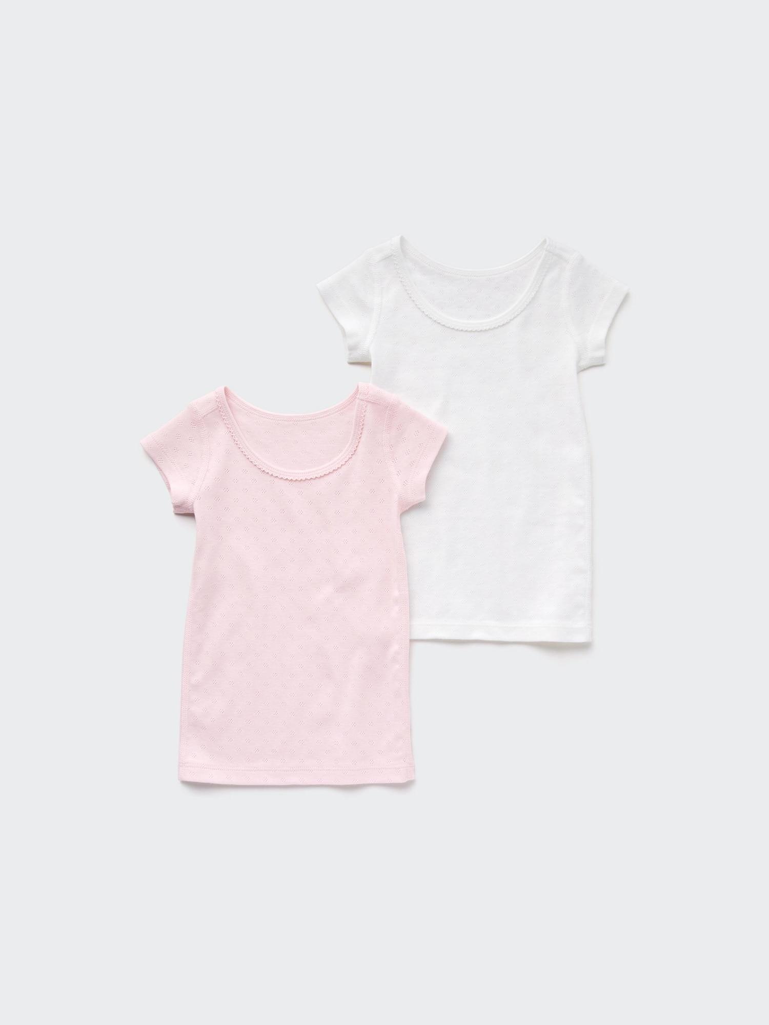 

UNIQLO ЯПОНИЯ Хлопково-флисовая внутренняя футболка с короткими рукавами, 2 шт. 10 PINK/80