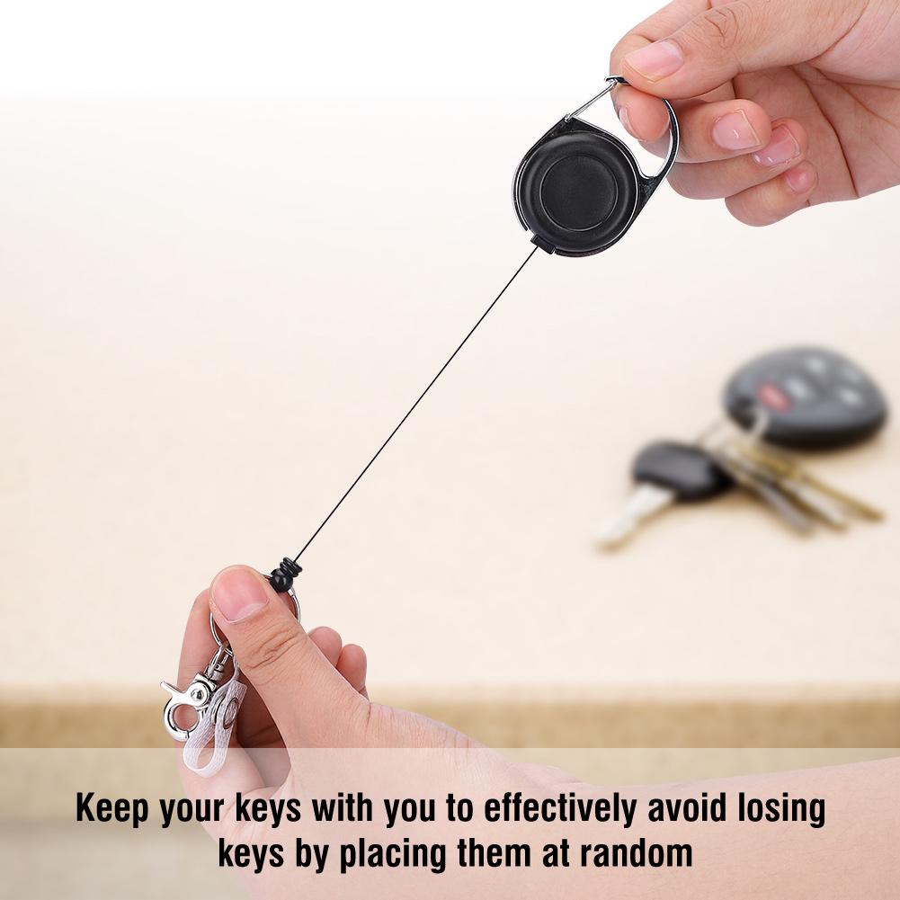 60cm Nylon Wire Rope Retractable Key Ring Keychain Recoil Keyring for Outdoor Use