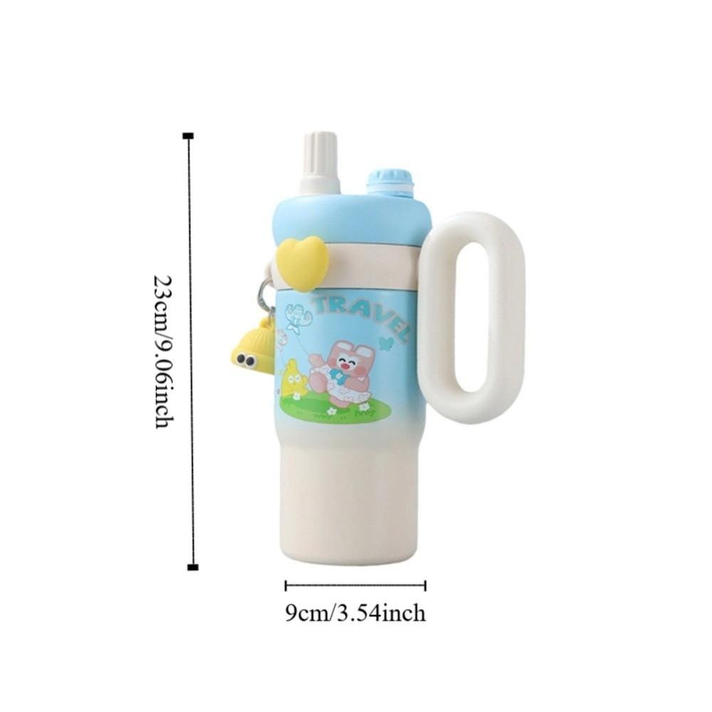 800ml Cartoon Doll Straw Thermos Cup Stainless Steel Insulated Water Cup  Office