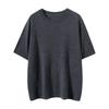 Women's 100% Wool Short Sleeve Round Neck Sweater - Casual, Versatile Solid Color Autumn Pullover