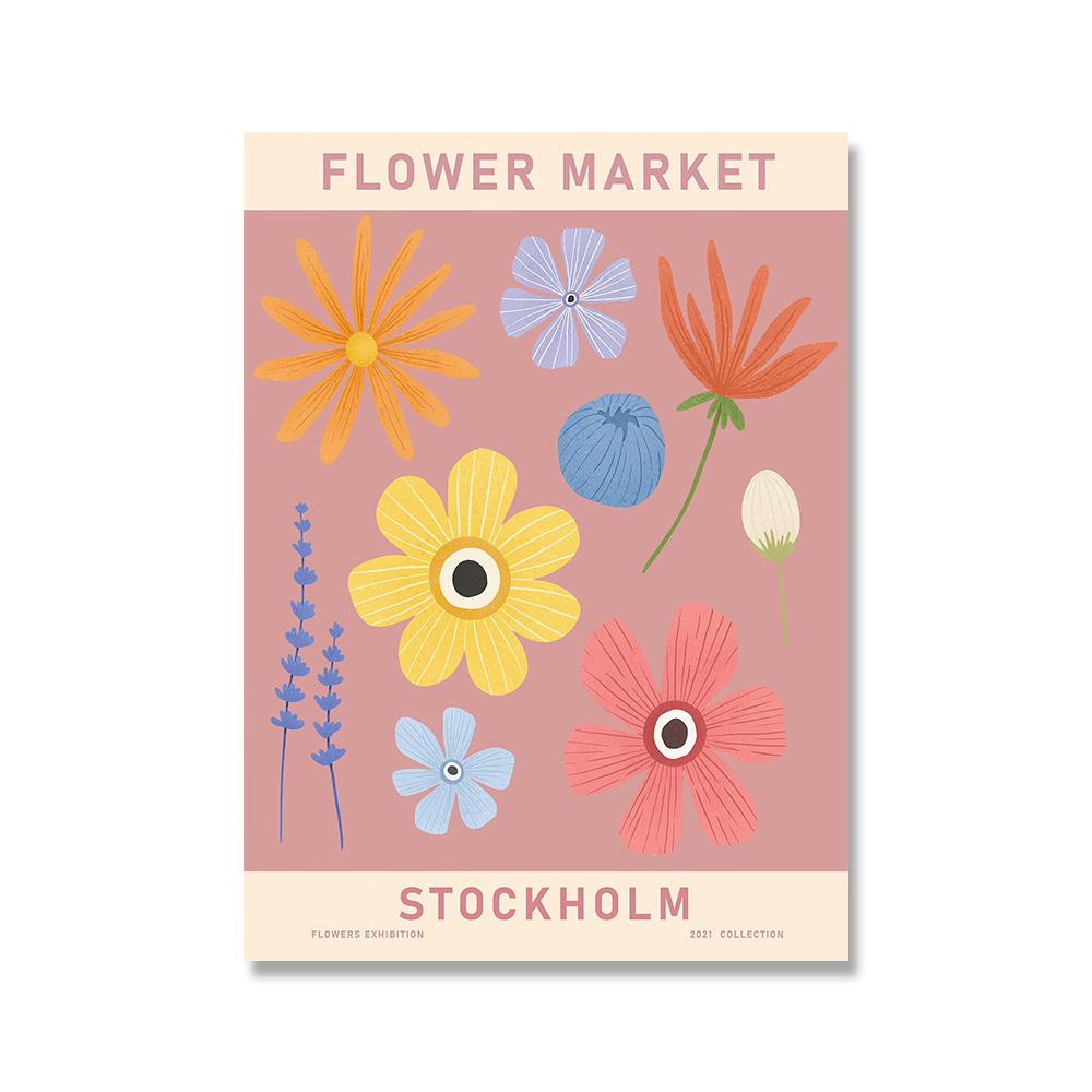 Abstract Flower Market Vintage Watercolor Wall Art Canvas Painting Nordic Posters And Prints Wall Pictures For Living Room Decor No Frame