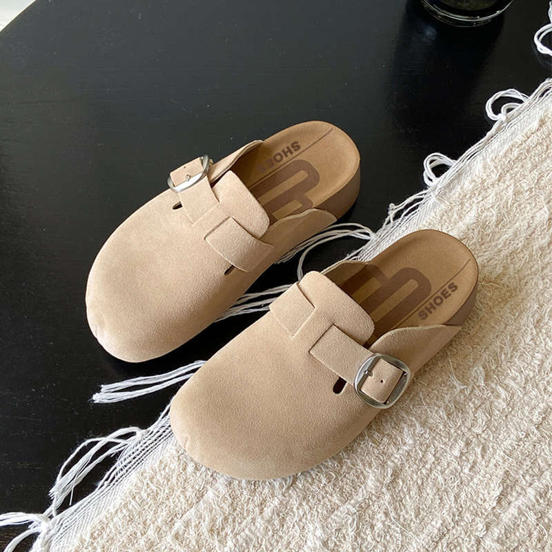 

Platform Birkenstock shoes bag head half slippers women s summer wear 2025 new one-pedal ugly cute Boken cool slippers single shoes 40