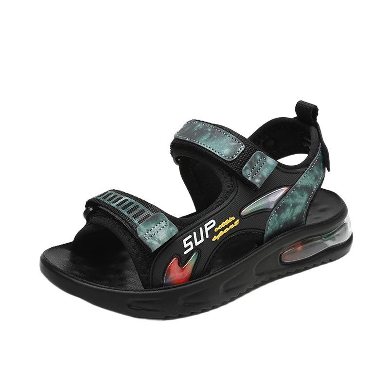 Sandals Boys Shoes 2025 Summer New Air Cushion Sports Shoes Children's Beach Shoes Pair of Velcro Children's Open-toed Sandals