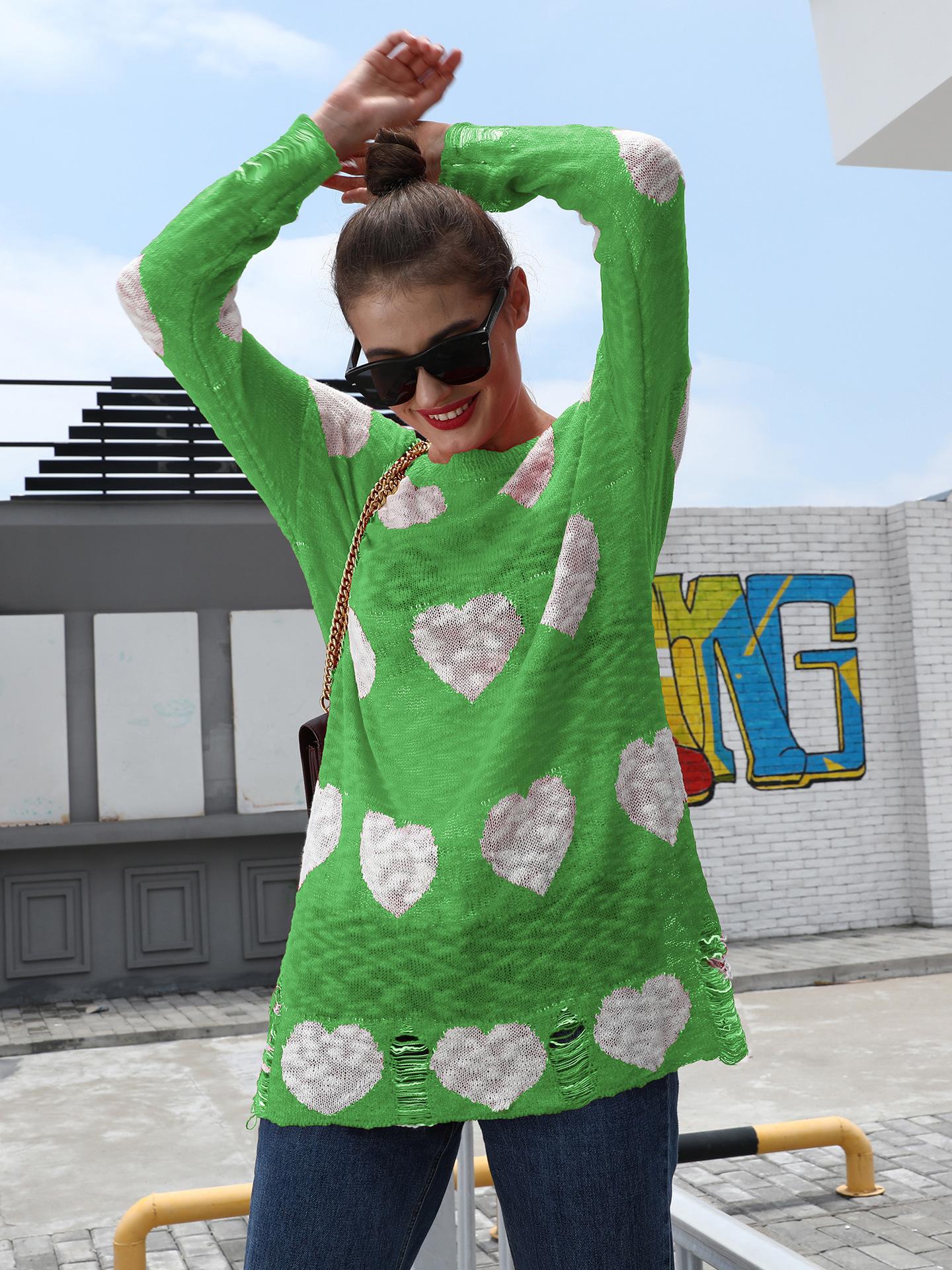 

Весна 2025 Новая Женская Одежда Любовь к Моде INS Вязаный Свитер Женский XL зелёный