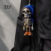 Trendy Hoodie Skeleton Ornament 2Pcs Ornaments, 2D Flat Acrylic Pendants, Gothic Lightweight Car Decor Style Hanging Ornaments for